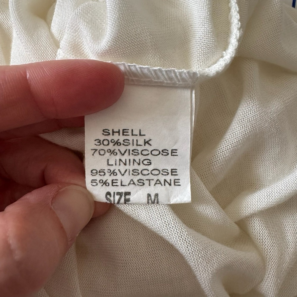 Angela Moda Italy Silk Blend Sheer Embroidered Top Med Romantic Ethereal Angel - Picture 5 of 9